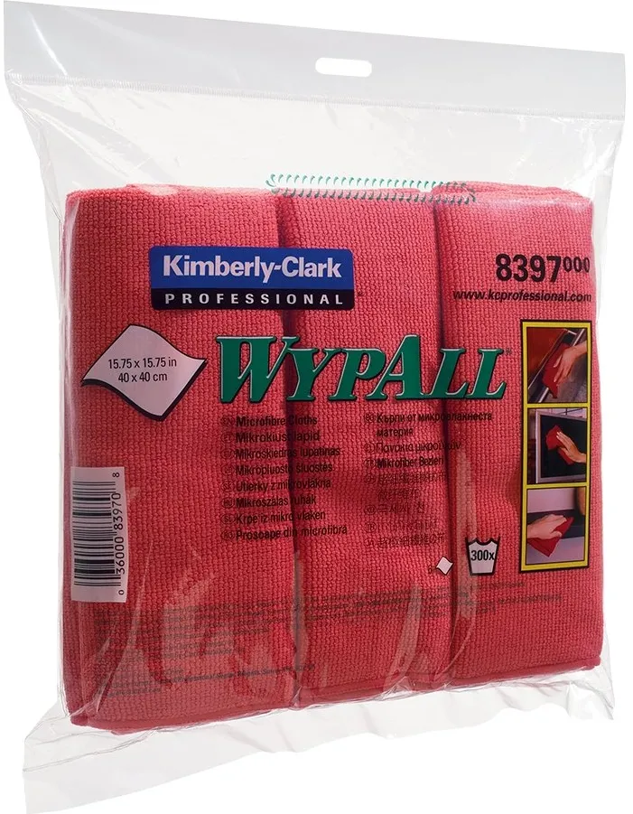 Lavete microfibra Kimberly-Clark Wypall, rosii, 6 bucati/pachet