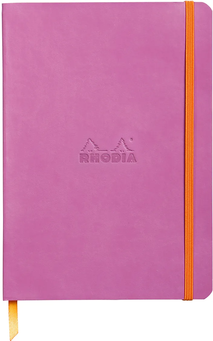 Notebook A5 Rhodiarama, 80 file, ivory, dictando, lila