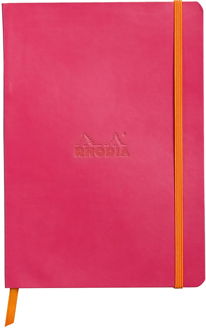 Notebook A5 Rhodiarama, 80 file, ivory, dictando, roze