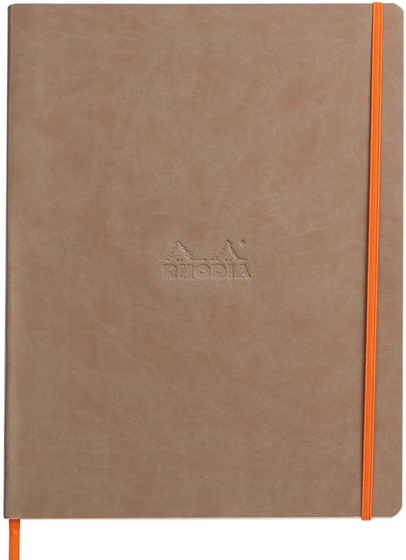 Notebook A4+ Rhodiarama, 80 file, ivory dictando, taupe