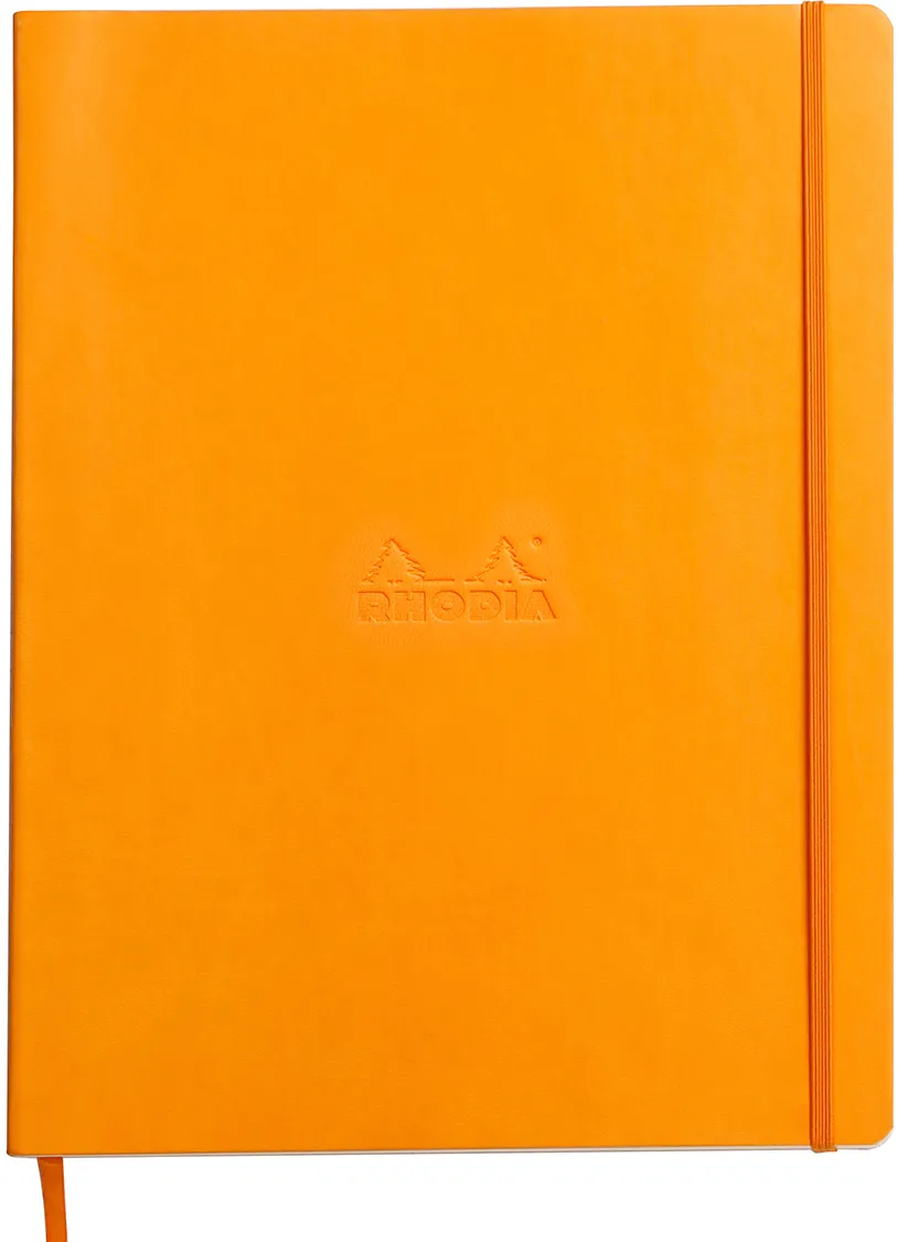 Notebook A4+ Rhodiarama, 80 file, ivory dictando, portocaliu