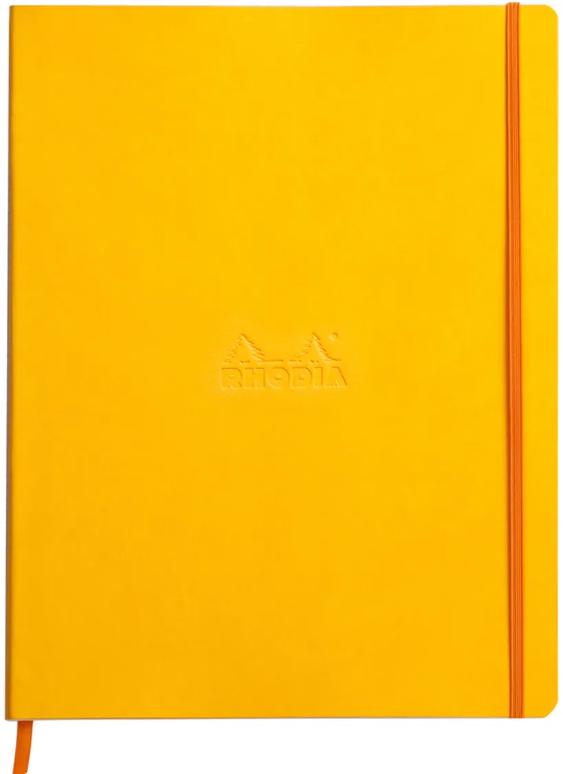 Notebook A4+ Rhodiarama, 80 file, ivory dictando, galben