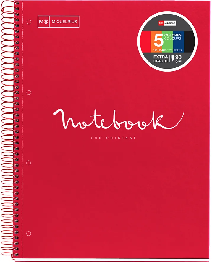 Caiet cu spira, Miquelrius, Emotion, A4, matematica, 120 file, coperta carton dur, rosu