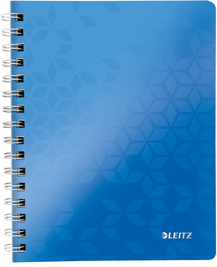Caiet de birou Leitz WOW, PP, A5, cu spira, dictando, albastru metalizat