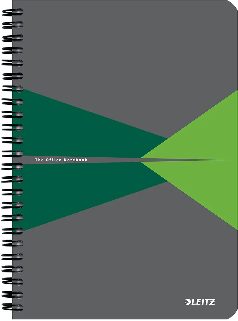 Caiet cu spira A5 Leitz Office, carton laminat FSC, 90f, matematica, verde