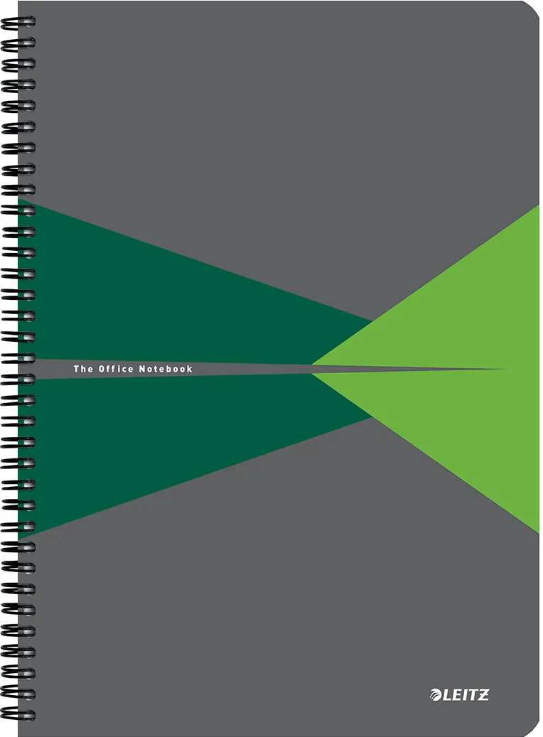 Caiet cu spira A4 Leitz Office, carton laminat FSC, 90f, matematica, verde