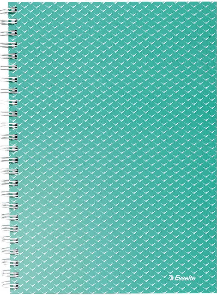 Caiet de birou Esselte Colour'Breeze, carton, reciclabil, certificare FSC, A5, 80 coli, cu spira, matematica, verde
