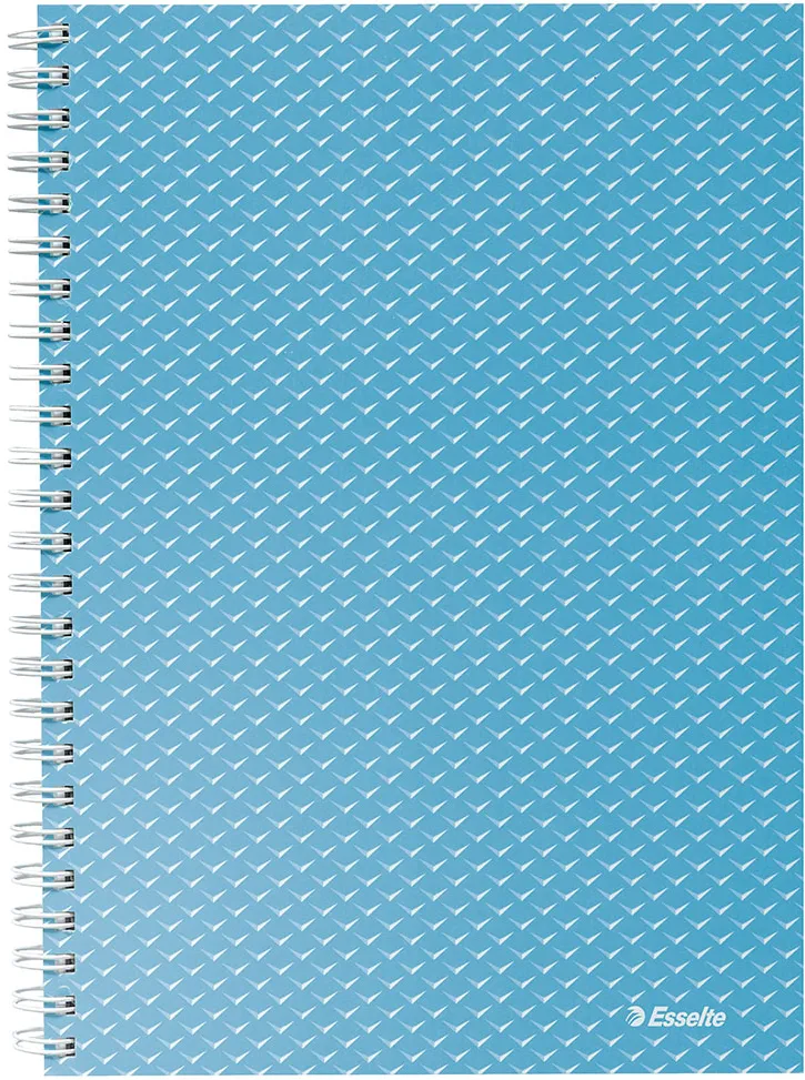 Caiet de birou Esselte Colour'Breeze, carton, reciclabil, certificare FSC, A5, 80 coli, cu spira, dictando, albastru