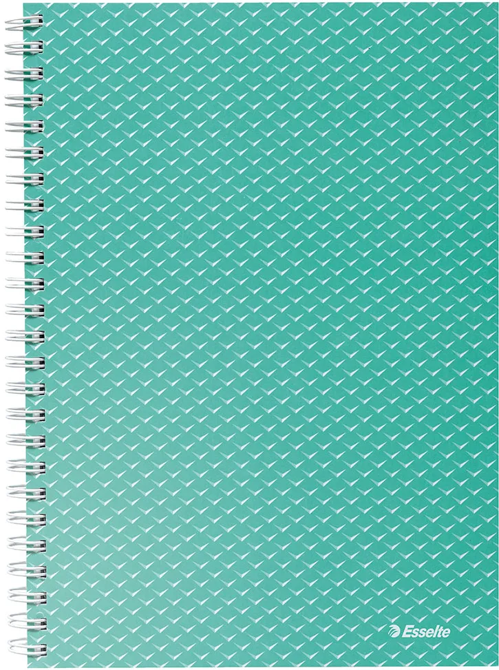 Caiet de birou Esselte Colour'Breeze, carton, reciclabil, certificare FSC, A5, 80 coli, cu spira, dictando, verde