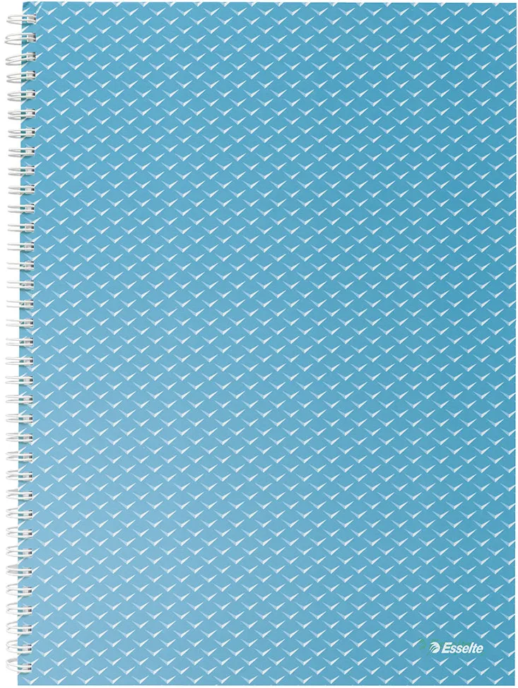 Caiet de birou Esselte Colour'Breeze, carton, reciclabil, certificare FSC, A4, 80 coli, cu spira, matematica, albastru