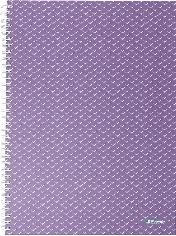 Caiet de birou Esselte Colour'Breeze, carton, reciclabil, certificare FSC, A4, 80 coli, cu spira, matematica, lavanda