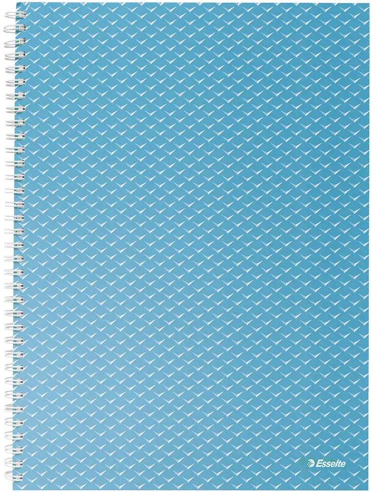 Caiet de birou Esselte Colour'Breeze, carton, reciclabil, certificare FSC, A4, 80 coli, cu spira, dictando, albastru