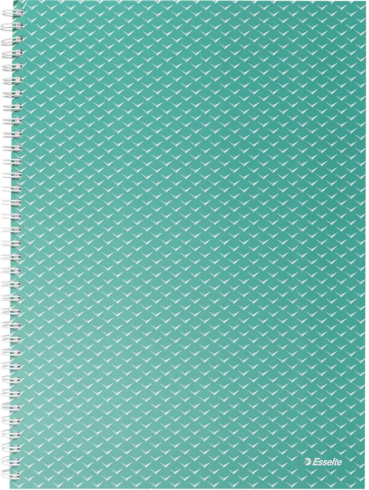 Caiet de birou Esselte Colour'Breeze, carton, reciclabil, certificare FSC, A4, 80 coli, cu spira, dictando, verde