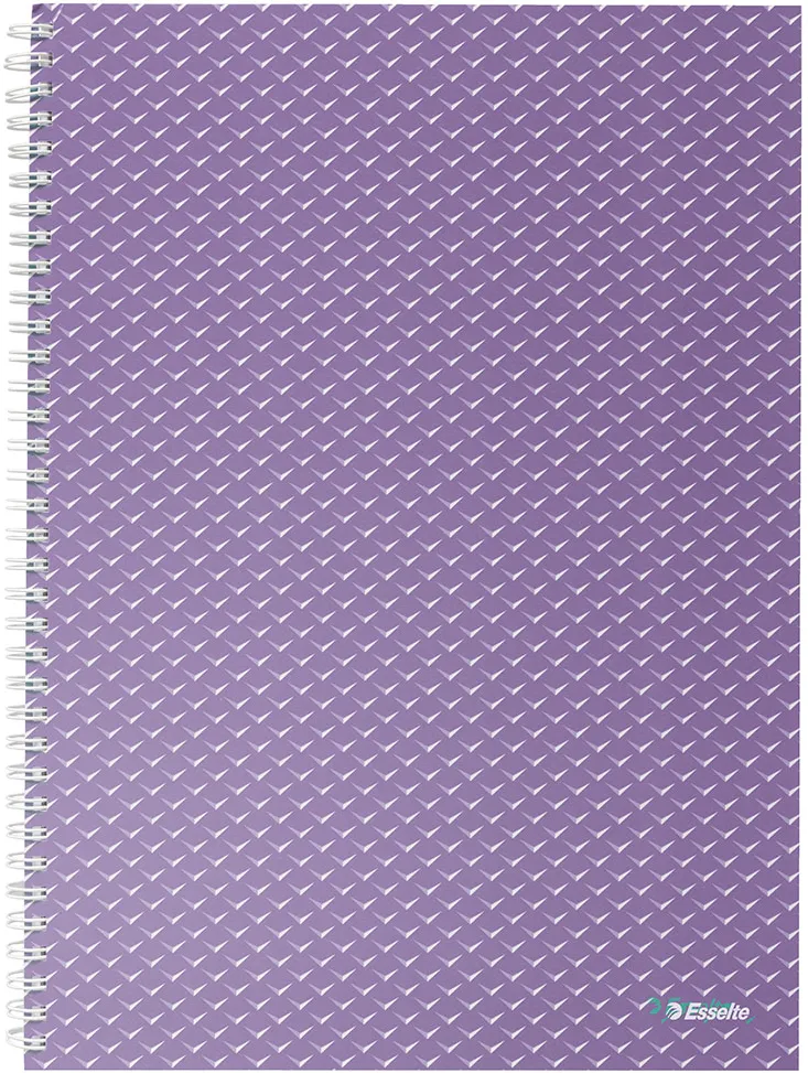 Caiet de birou Esselte Colour'Breeze, carton, reciclabil, certificare FSC, A4, 80 coli, cu spira, dictando, lavanda
