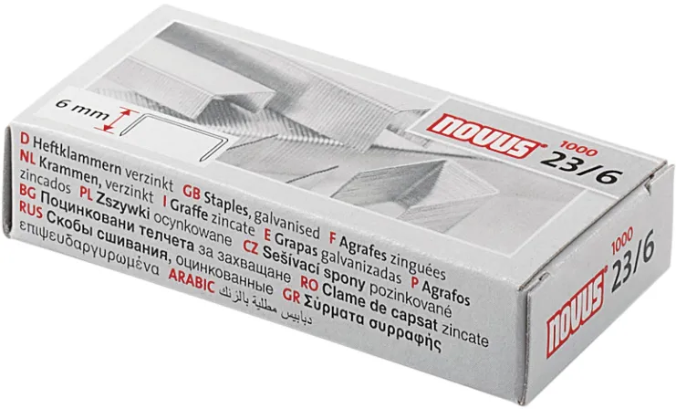 Capse Novus 23/6, 6 mm, 1000 bucati/cutie