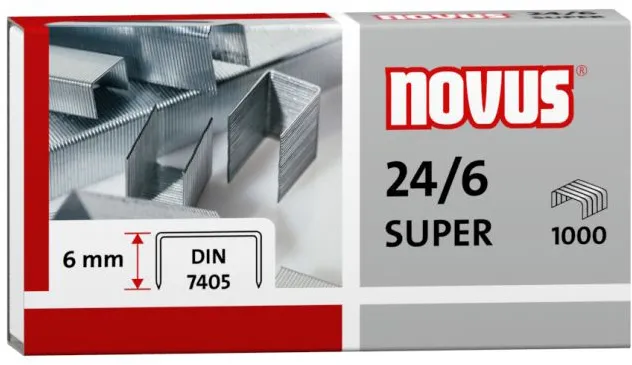 Capse Novus 24/6 SUPER, 6 mm, 1000 bucati/cutie