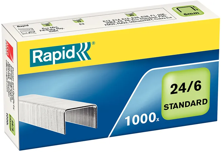 Capse Rapid Standard, 24/6, 2-20 coli, 1000 buc/cutie