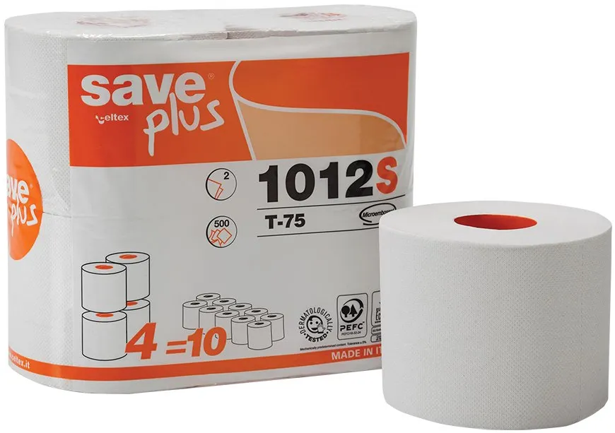 Hartie igienica mini, Celtex 1012S, 2 straturi, alba, 500 portii, 4 role/set