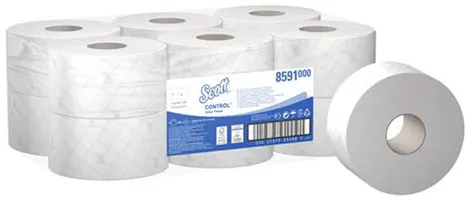 Hartie igienica Kimberly-Clark Scott Control cu derulare centrala, 2 straturi, alba, 204 m, 12 role/bax