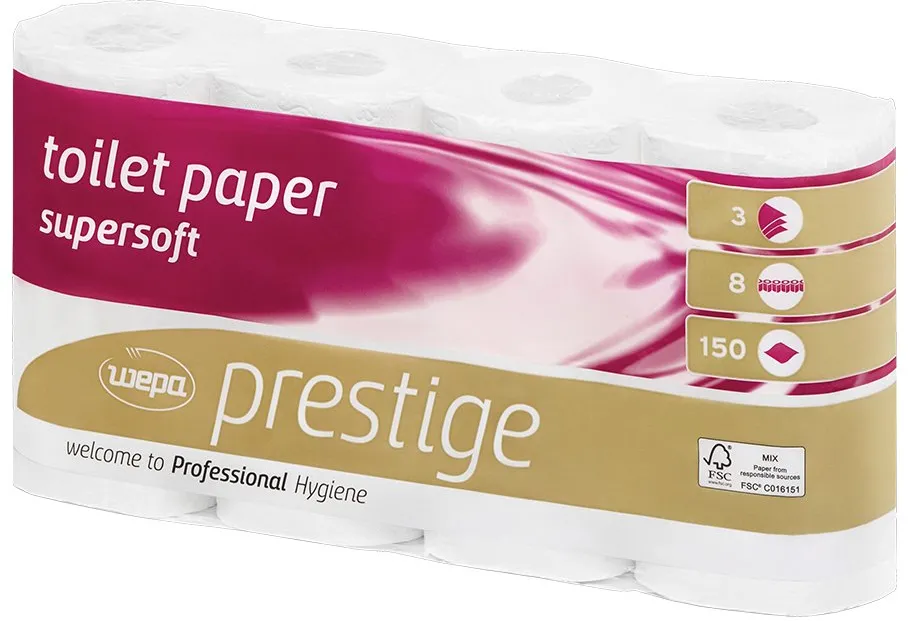 Hartie igienica Satino Prestige, 3 straturi, 150 portii, 8 role