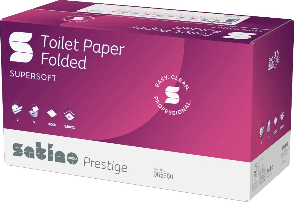 Rezerva hartie igienica pliata V, Satino Prestige, 2 straturi, 30 bucati/set