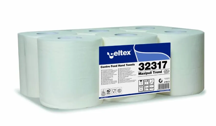 Rola prosop Celtex MaxiPull, alba, 2 straturi, 108 m, portionata, 6 role/bax
