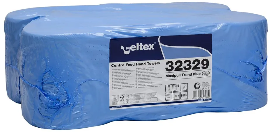 Rezerva prosoape cu derulare centrala, Celtex 32329, Maxipull Trend Blue, 2 straturi, albastru, 6 role/bax