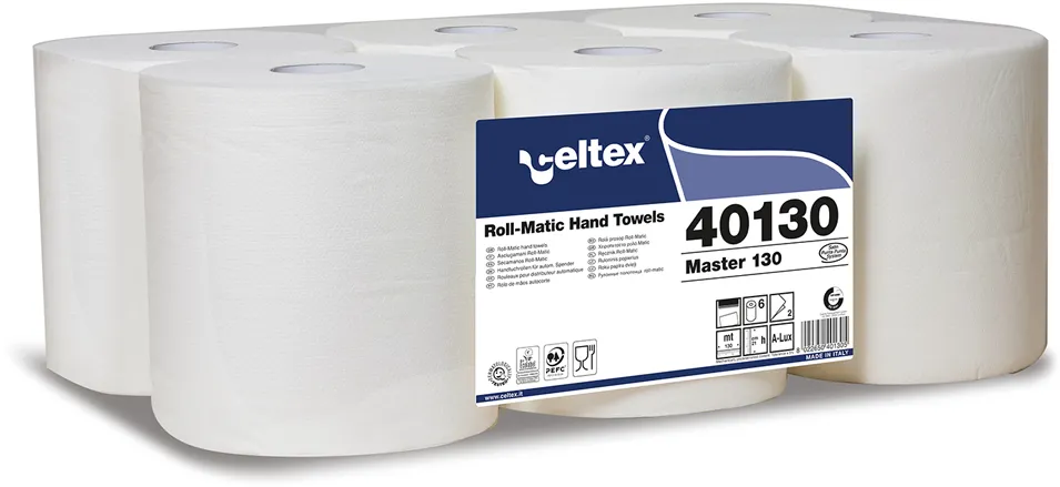 Rezerva prosoape in rola, Celtex 40130, autocut, 2 straturi, alb, 130 m, 6 role/bax