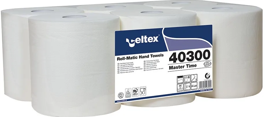 Rola prosoape autocut, Celtex 40300, alba, 2 straturi, 285 m, 6 role/set