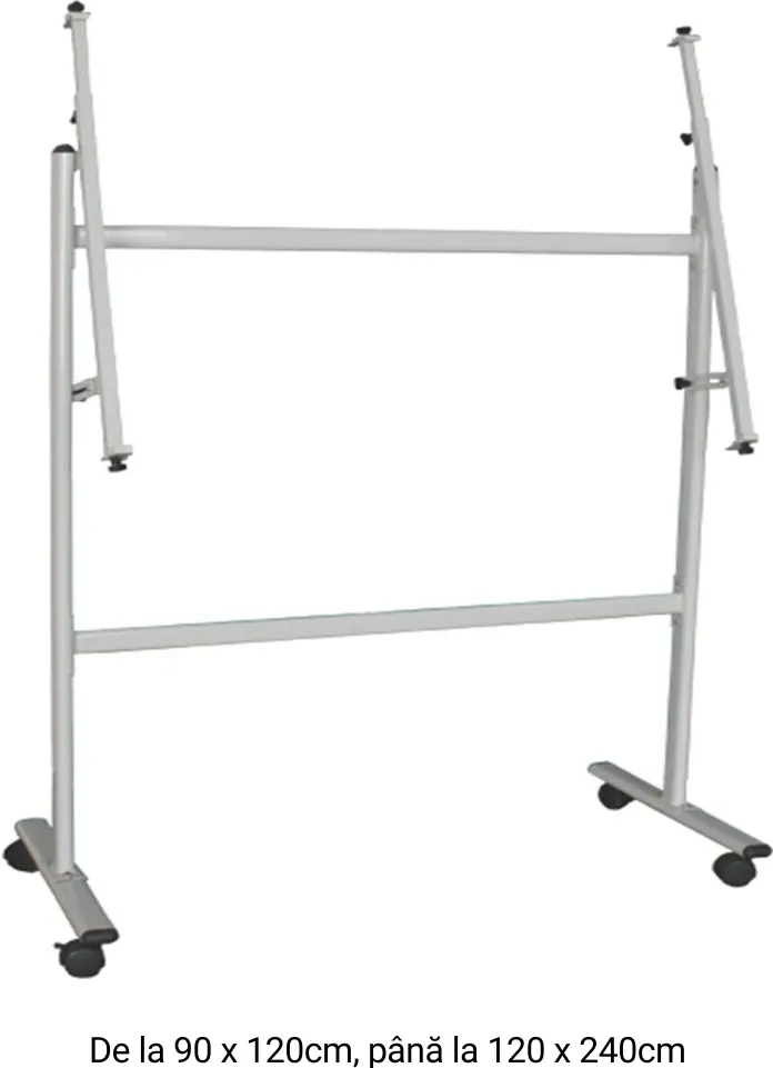Stand metalic pentru panouri de la 90 x 120cm pana la 120 x 240cm, pe rotile, Optima