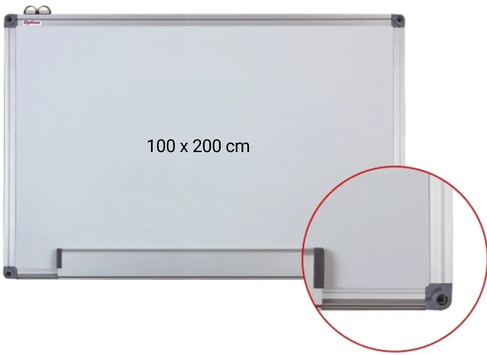 Tabla alba magnetica cu rama din aluminiu, 100 x 200 cm, Optima