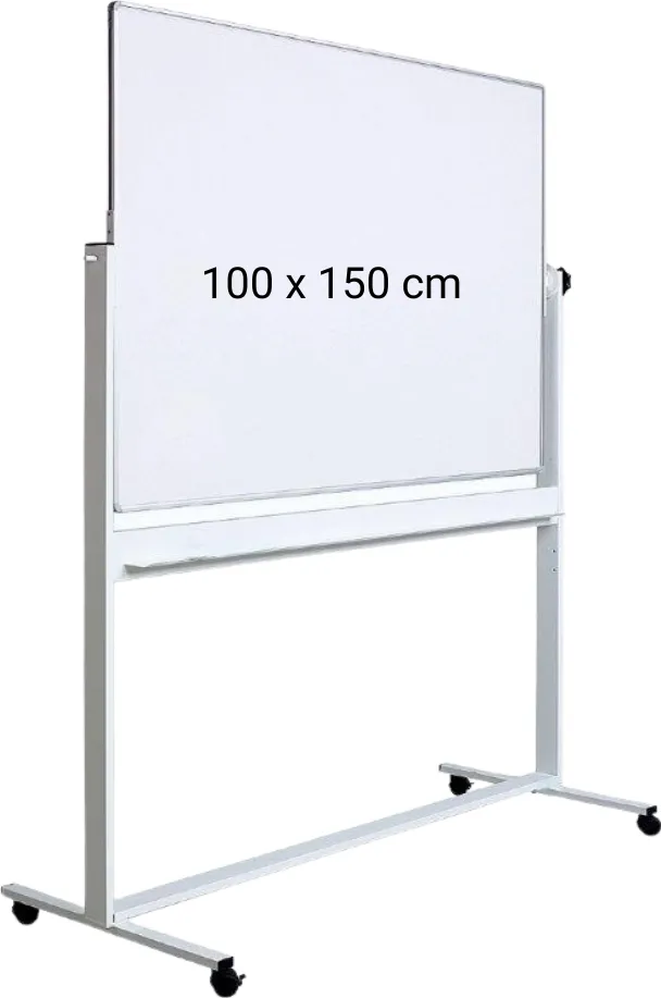 Tabla alba magnetica, dubla fata, rotativa, 100 x 150 cm, pe stand mobil, profil aluminiu, Optima
