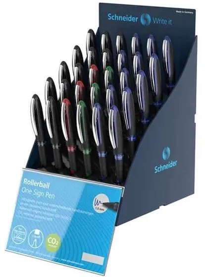 SIS Display SCHNEIDER One Sign Pen, 30 rollere cu cerneala 1.0mm-(12x albastru, negru, 3x rosu, verde)