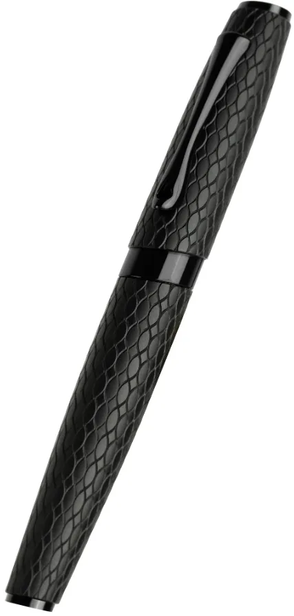 Stilou DIPLOMAT Cobra, cu penita M, din otel inoxidabil - black guilloche