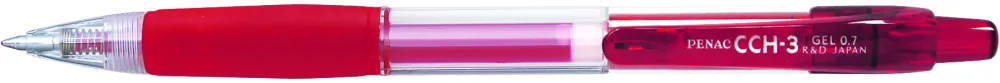 Pix cu gel PENAC CCH-3, rubber grip, 0.7mm, corp transparent, accesorii rosii, scriere rosie