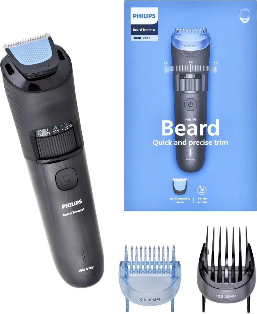 Aparat de tuns barba BT3620/15 cu lame cu autoascutire, 40 de setari de lungime, 2 piepteni ajustabili pentru barba (0,5-20 mm), autonomie 70 min