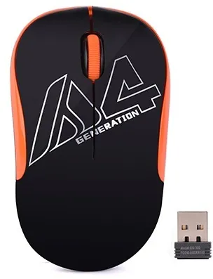 Mouse A4tech, PC sau NB, wireless, 2.4GHz, optic, 1000 dpi, butoane/scroll 3/1, negru / portocaliu, 45507104 "G3-300N-BO"