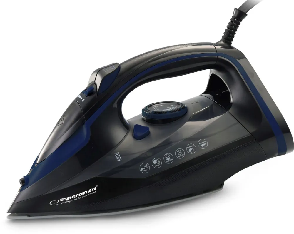 Esperanza EHI012 Steam iron, ceramic soleplate, black, 2600W