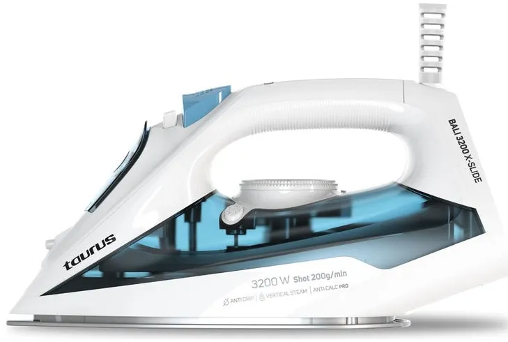 Fier de calcat cu abur Taurus BALI 3200 X-SLIDE talpa ceramica 3200 W albastru/alb