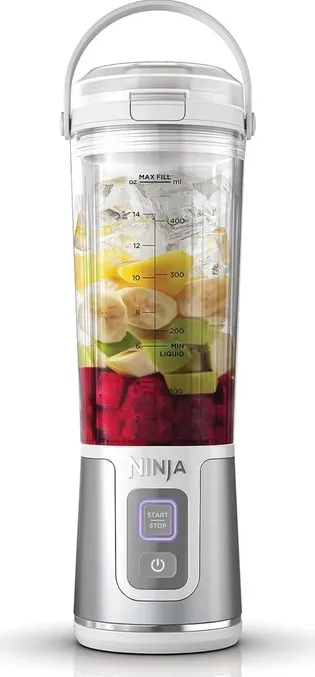 Blender portabil Ninja Blast BC151EUWH, 7.4W, 530 ml, Lama din otel cu 6 lame, Zdrobire gheata, Până la 10 cicluri, Fara BPA, USB-C, Alb