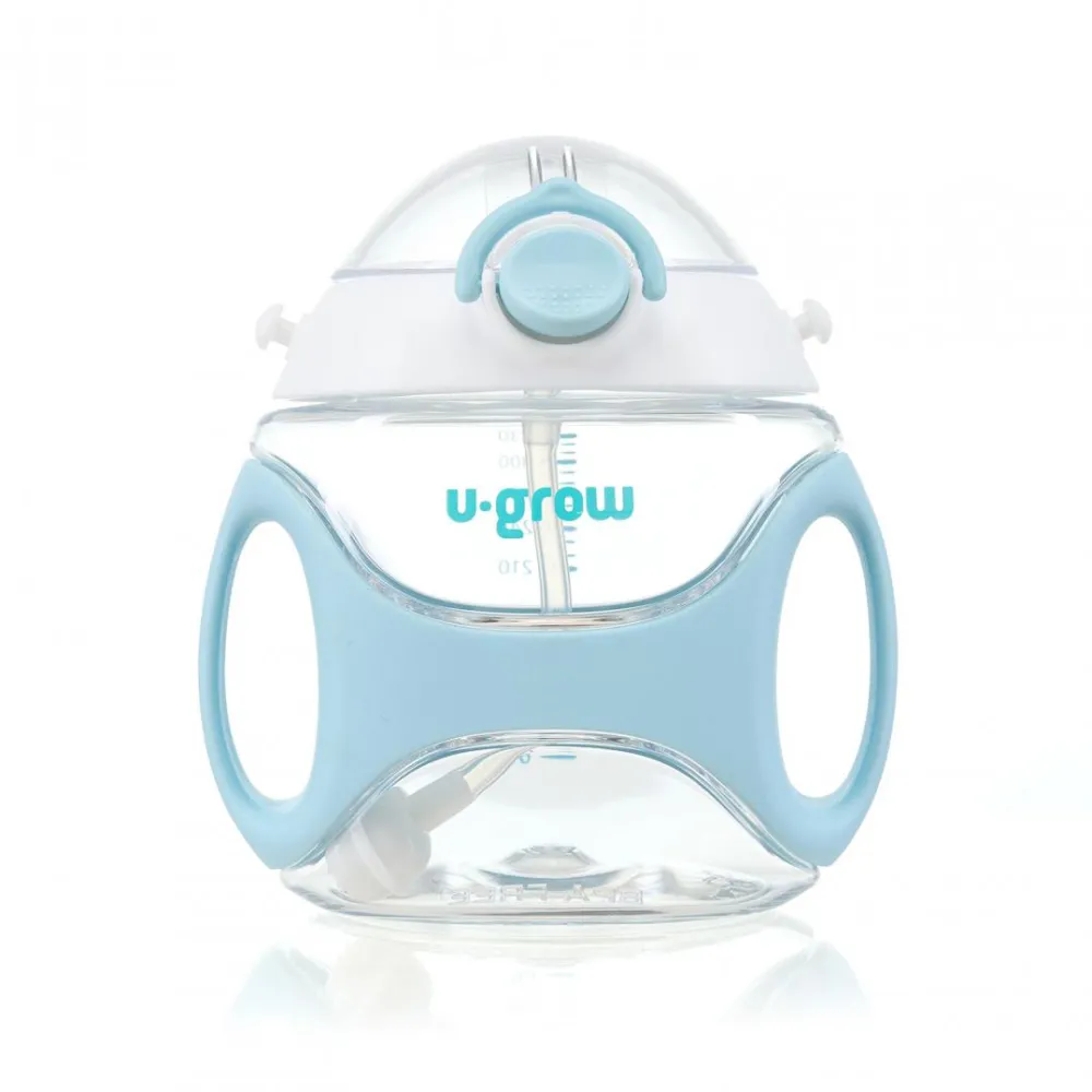 Sticla tritan cu pai, curea, blue, U-Grow