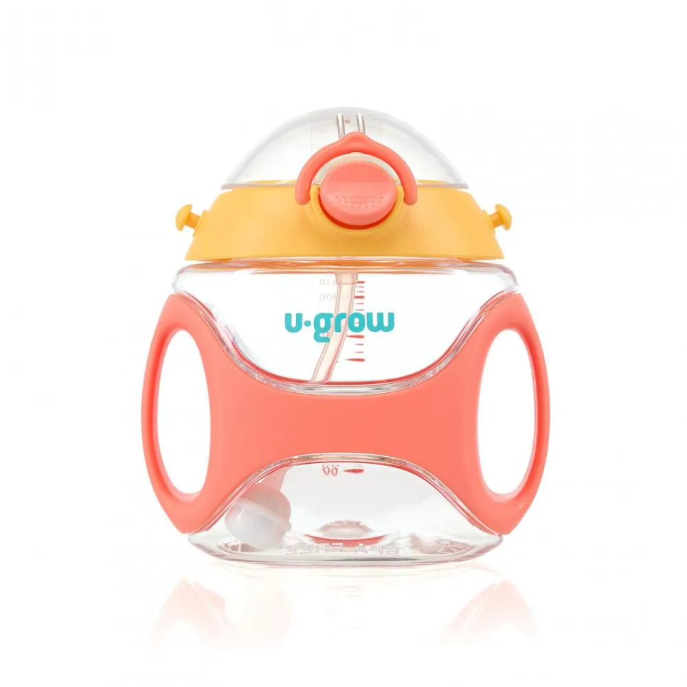 Sticla tritan cu pai, curea, orange, U-Grow