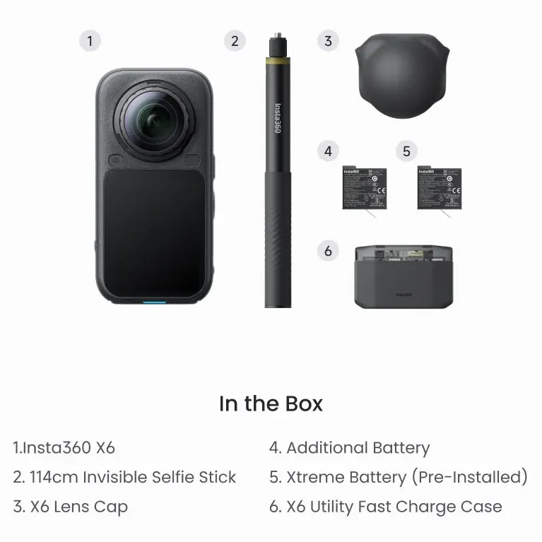 Insta360 - camera video sport 8K 360 - X6 - Essentials Bundle Midnight Black