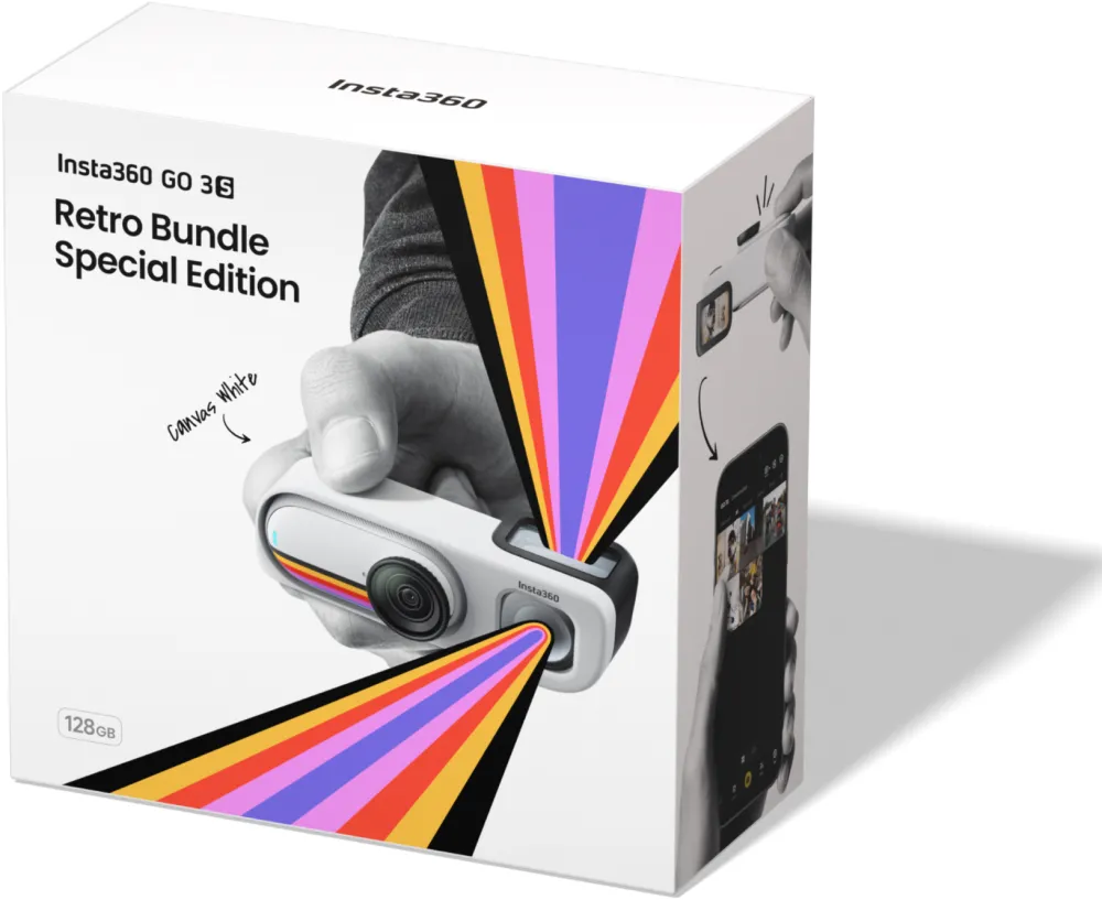 Insta360 - camera video mini - GO 3S - Retro Bundle Special Edition - Canvas White - 128GB
