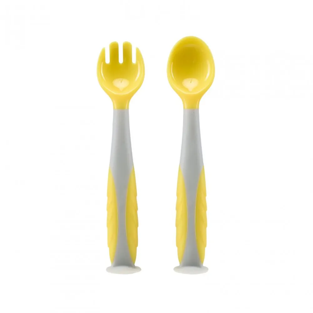 Set lingurita si furculita, galben, U-Grow