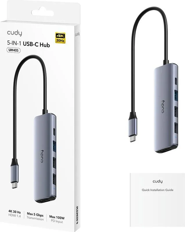 CUDY 5-IN-1 USB-C Hub with 4K HDMI