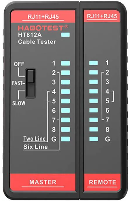 Tester pentru cabluri de rețea Habotest HT812A RJ45/RJ14/RJ12/RJ9
