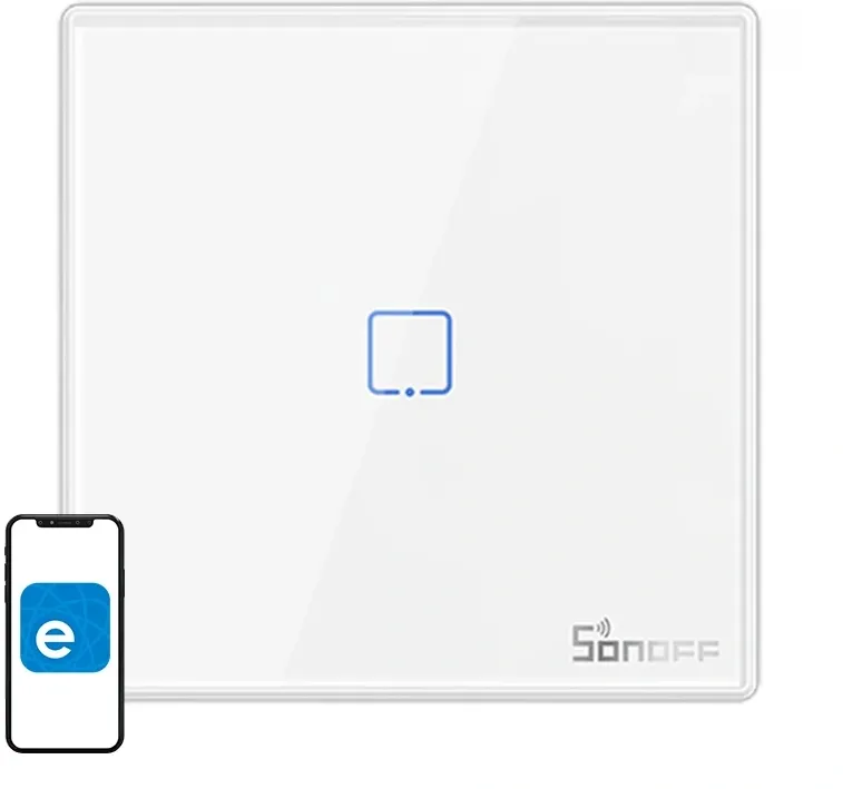 Comutator de lumină wireless Sonoff T2EU1C-RF 433MHz (1 canal)
