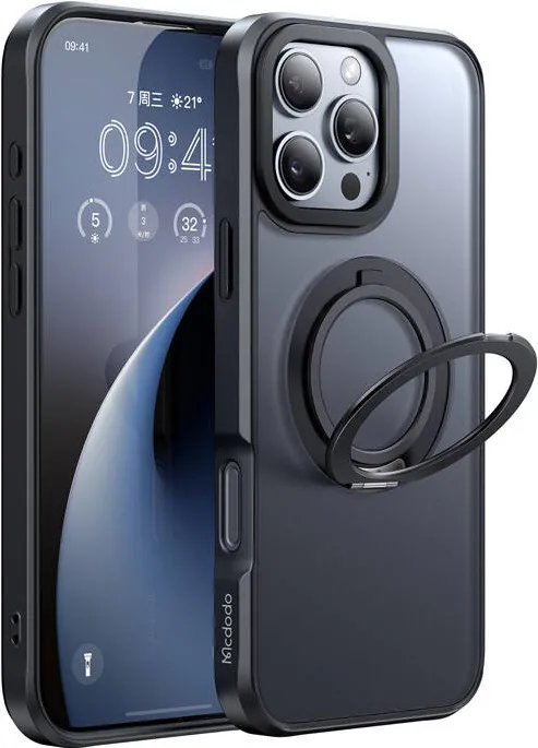 McDodo PC-4933 Husă MagSafe pentru iPhone 16 Pro Max cu suport (negru)