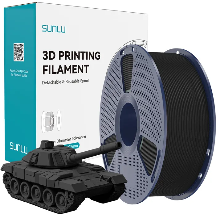 Filament negru de mare viteză Sunlu PLA+